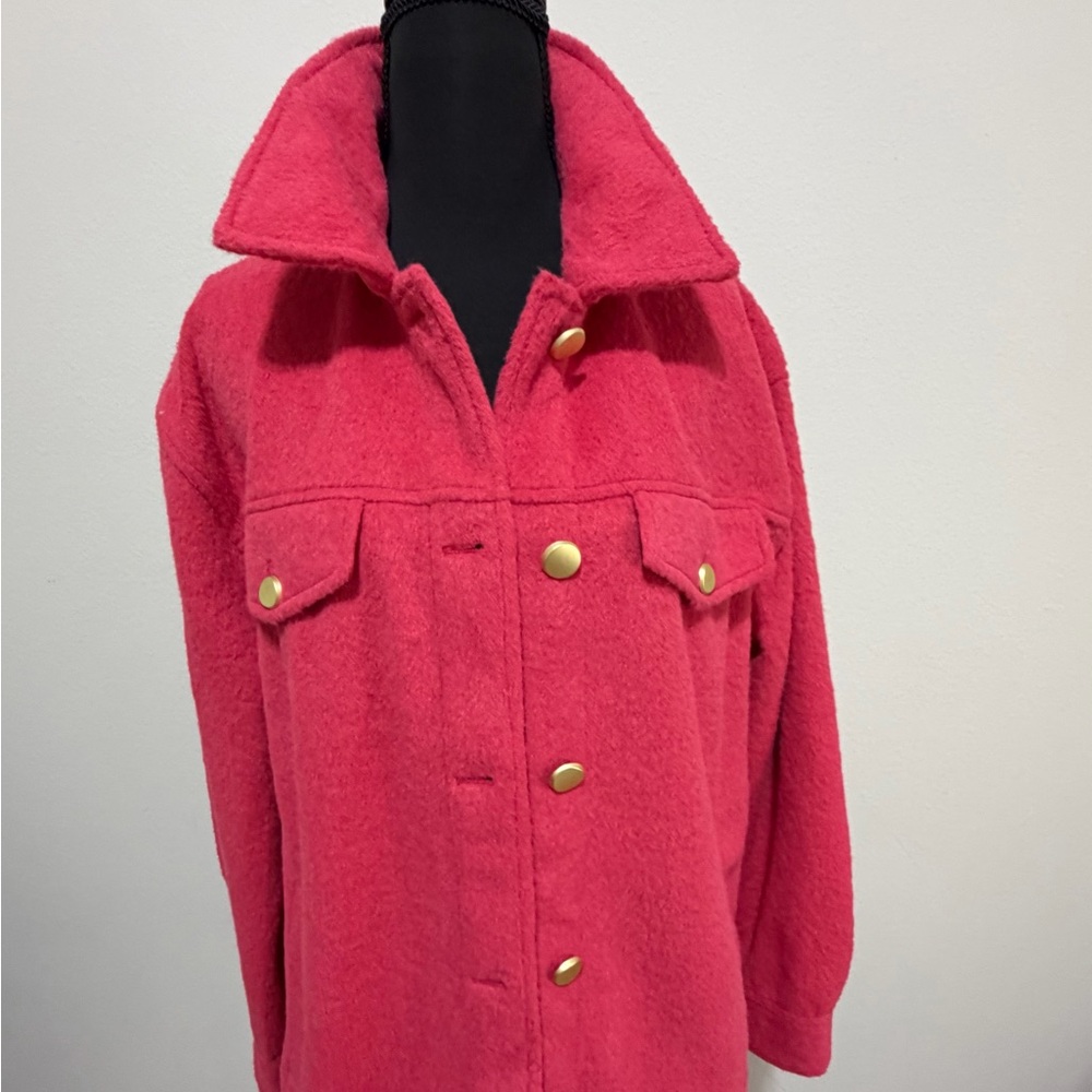 NWT Joie Pink Teddy Jacket with Gold Buttons W2